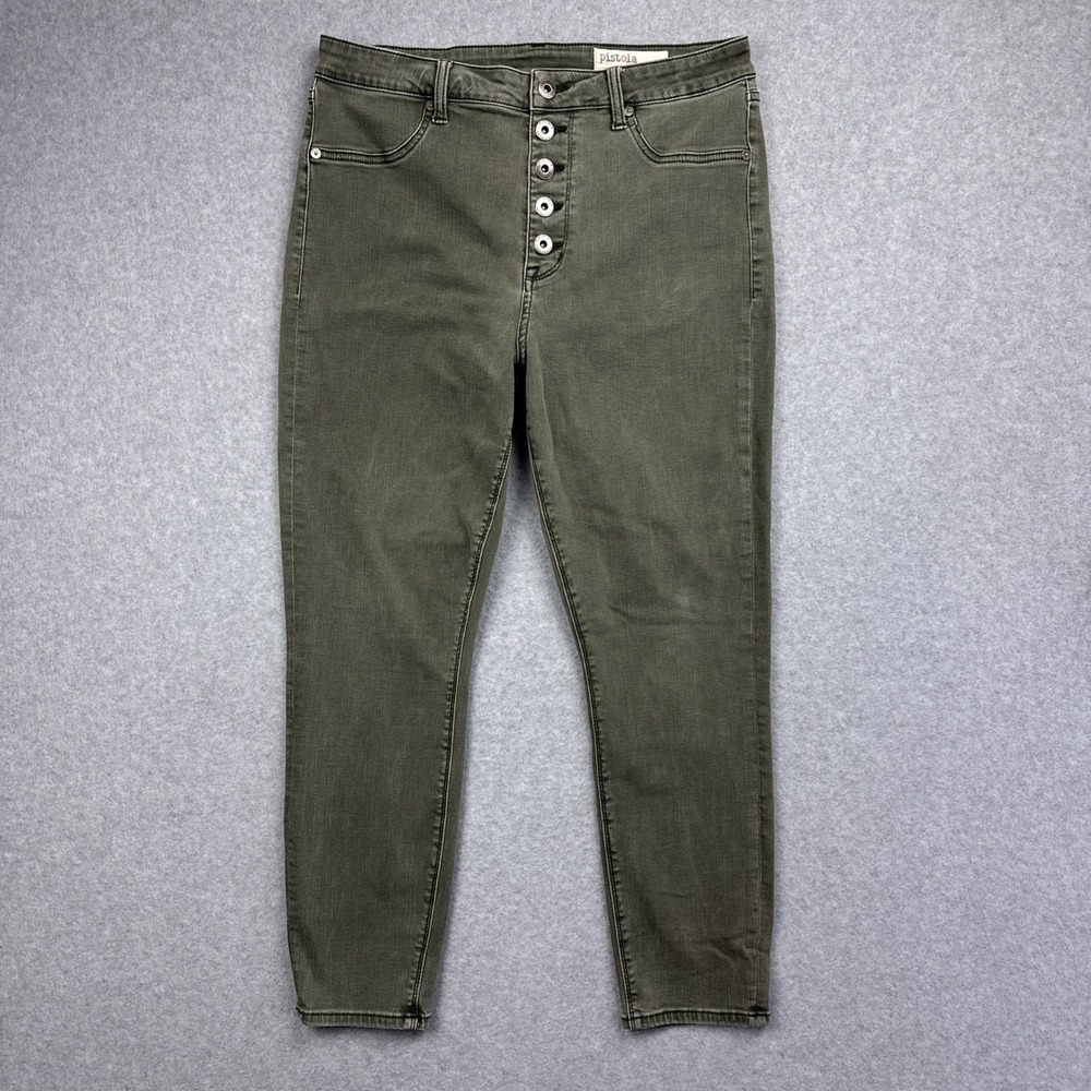 Pistola Women's High‎ Rise Buttonfly Olive Green Jeans Size 31